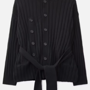 Asymmetric High Neck Knit Coat