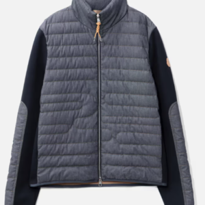 Padded Snake-Quilted Denim Cardigan